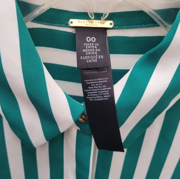 Chicos black label green and white stripe tunic size 00 - Picture 3 of 6